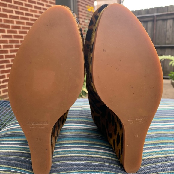JIL SANDER CALF HAIR LEOPARD PRINT SAND CHAD WEDGE ANKLE BOOTIES SIZE 8/39 - Picture 5 of 8